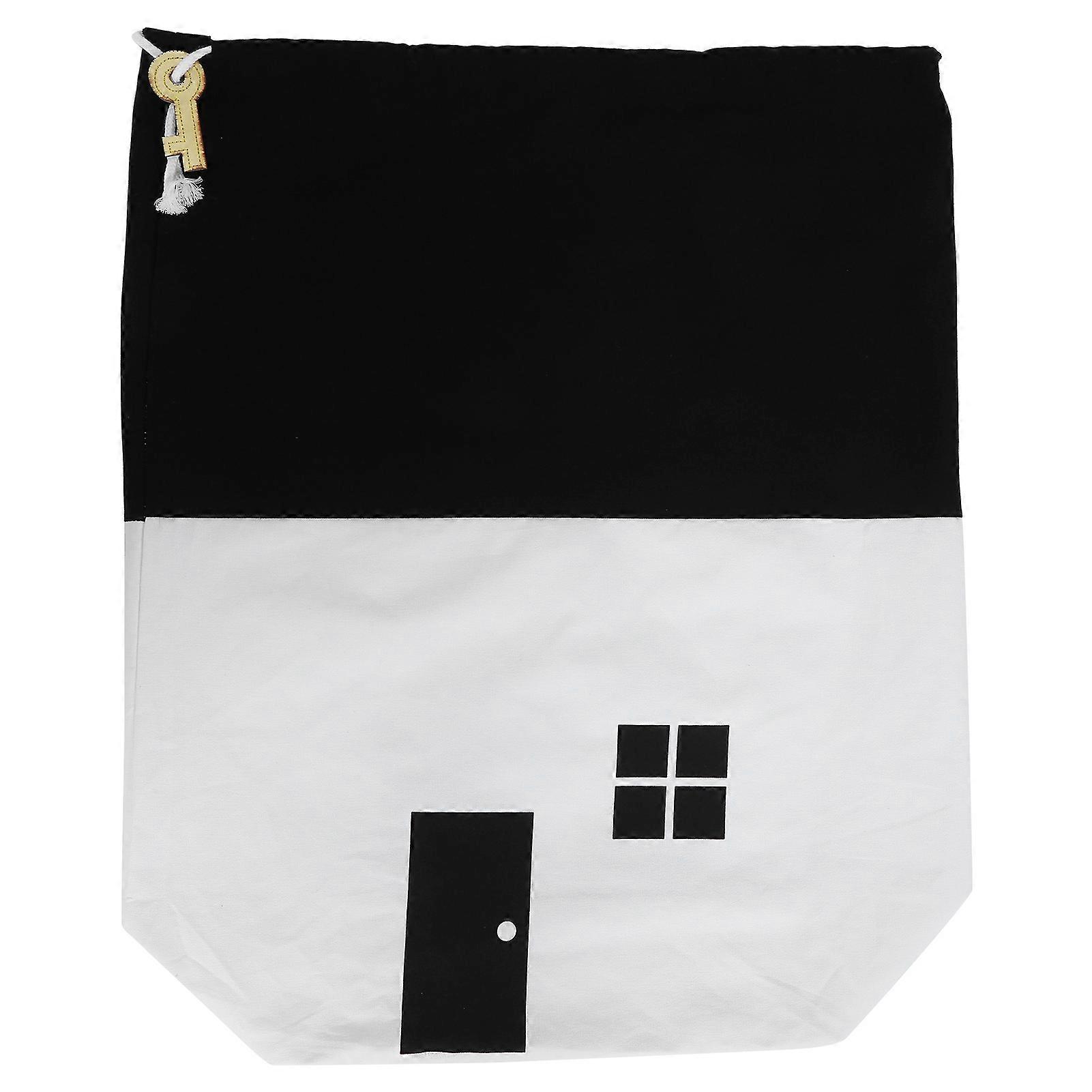 Mini House Shaped Canvas Storage Bag Drawstring Closure Small Size Canvas Material For Toys Clothes Shoes Sundries