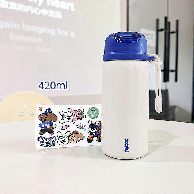 14oz Insulated Stainless Steel Leakproof Thermos Water Bottle for Sports,Travel,School-Blue
