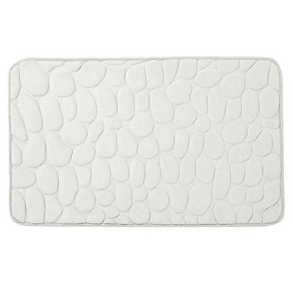 Elegant Milky White Rectangular Bathroom Floor Mat 40x60 cm - Non-Slip, Quick-Drying, Soft Polyester Fiber