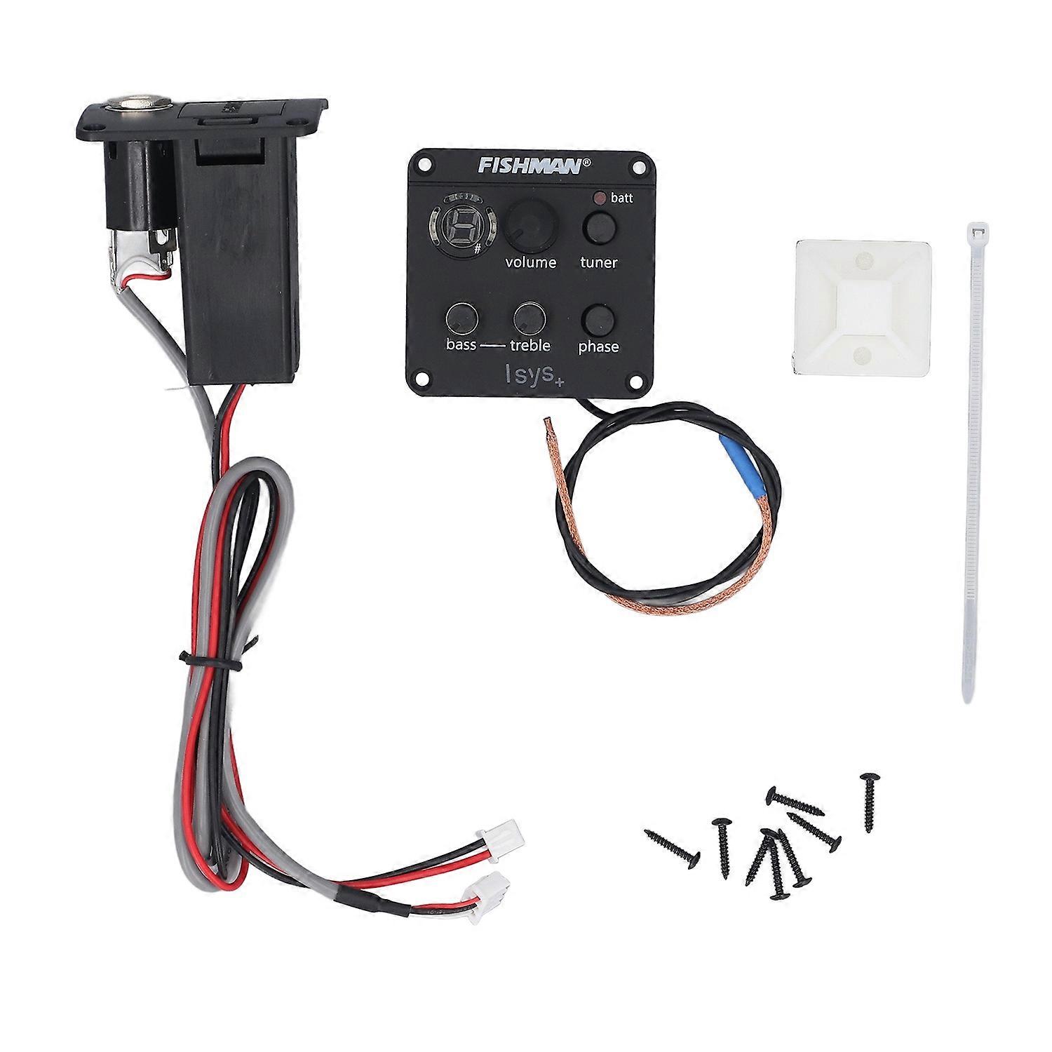 Guitar Pickup Preamp Volume Bass Treble Phase Control Onboard 7 Segment LED Tuner Guitar EQ Equalize