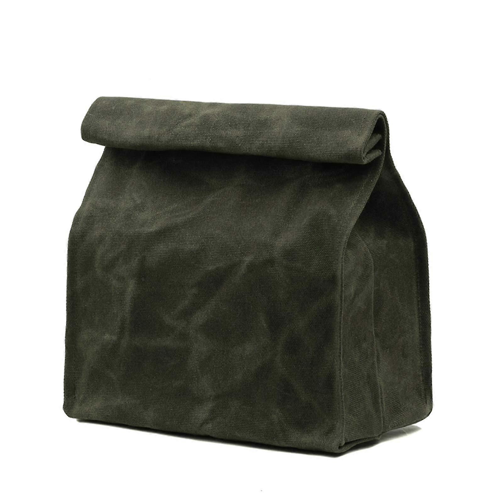 16oz Canvas Lunch box, Foldable Lunch Box, Army Green