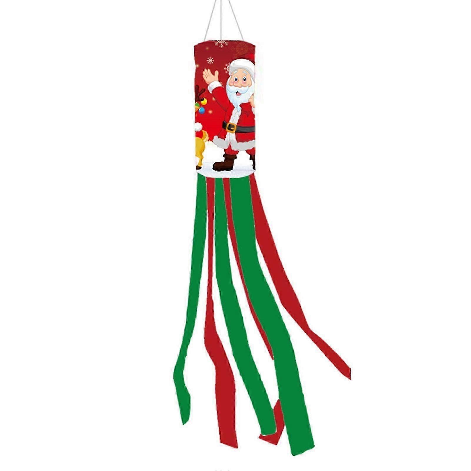 Christmas Windsock Flags, Santa Snowman Patterned Winter Weathervane Flags