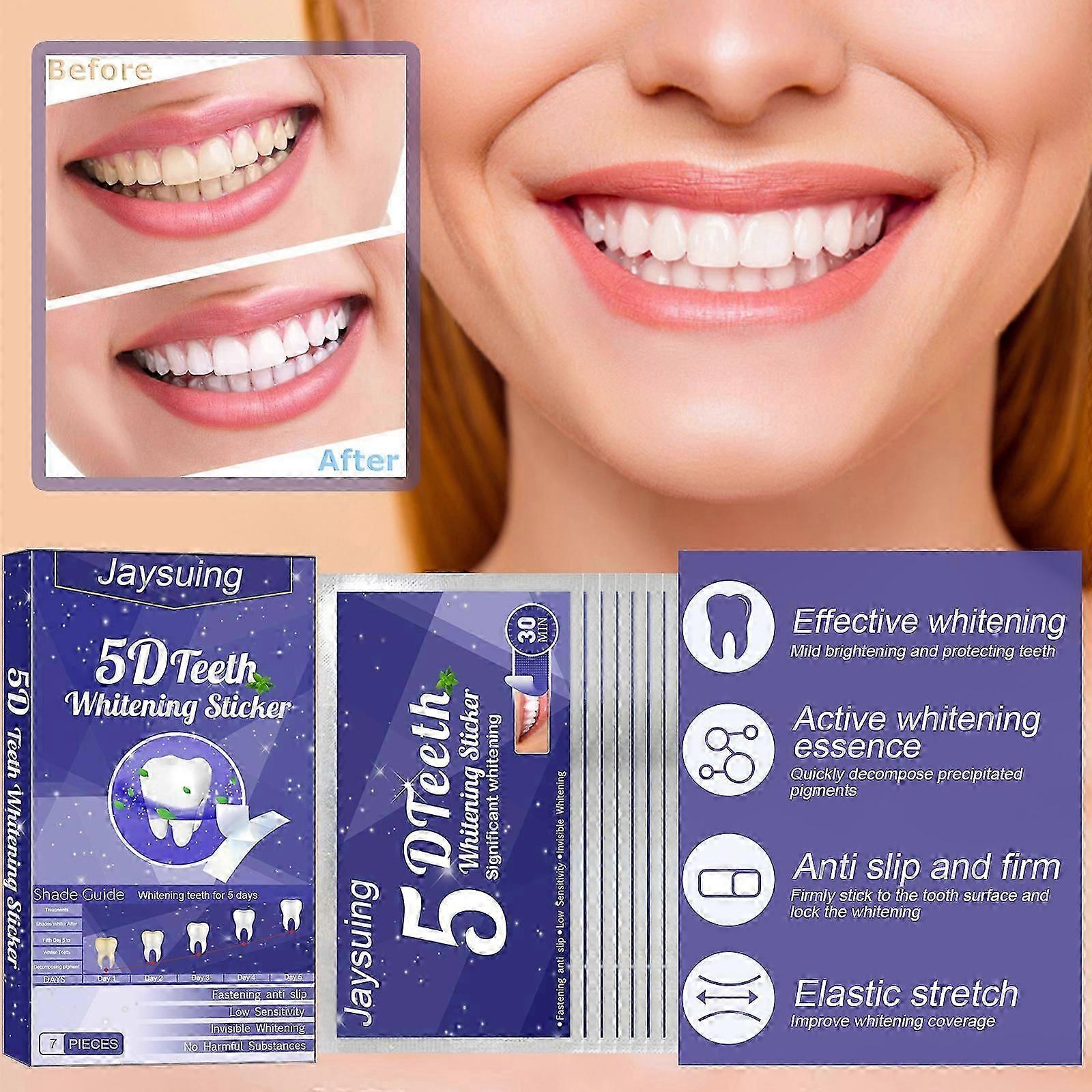 5D Teeth Whitening Sticker, Professional Teeth Whitening Strips, Mint Flavour, Quick Removal of All Stains