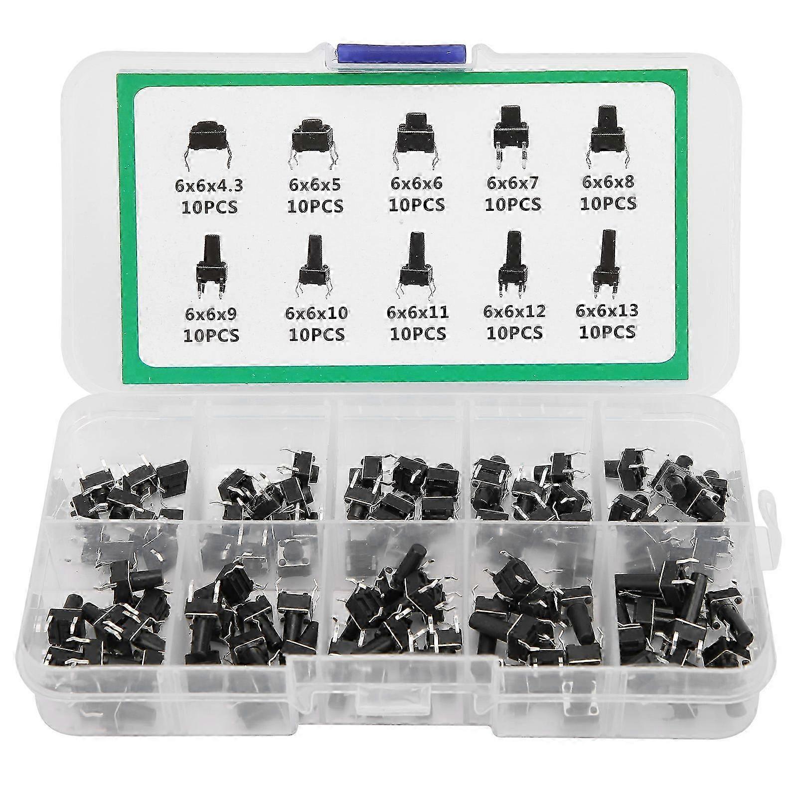 100Pcs Tactile Push Button Switch for TV o Computer Electronic Product Control