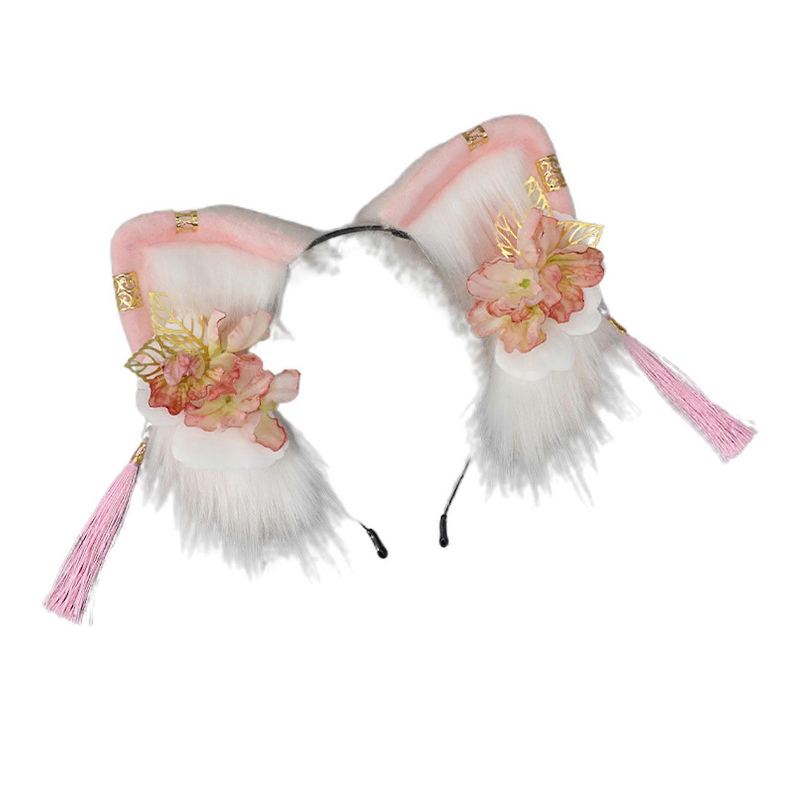 伝統的な猫耳カチューシャ中国風パーティーぬいぐるみヘッドピース映画愛好家パーティーコスプレアニメ小道具ユニセックスピンク