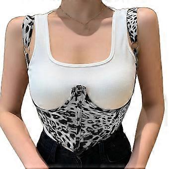 Europe American Style Corset Top Women's Summer Backless Slimming Waist Bustiers Curve Shaper Modeling for Streetwer  S Grey leopard