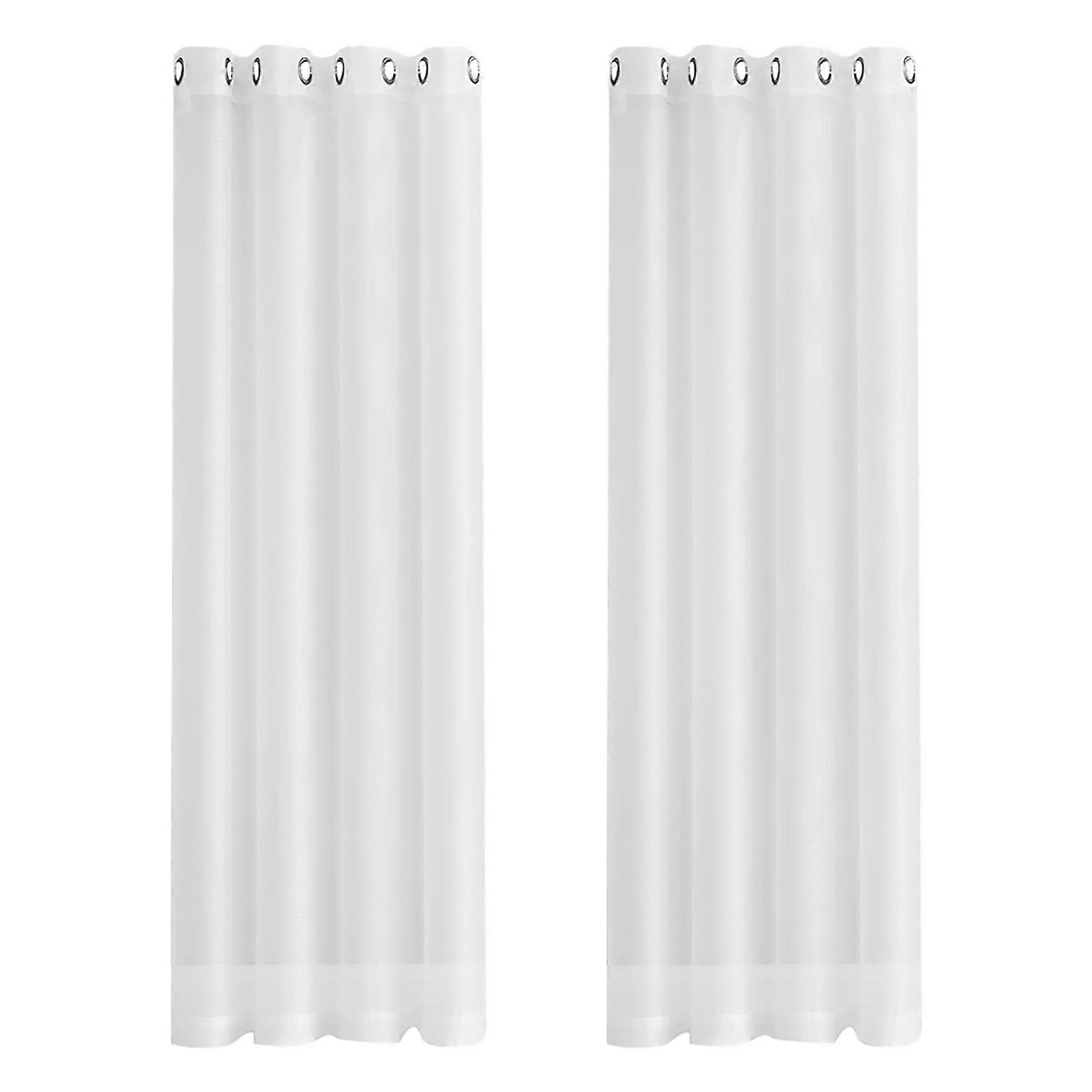2PC Curtain Modern Simple Waterproof Solid Color Trilon Transparent Perforated Sunscreen Antiple UV Curtain Fabric