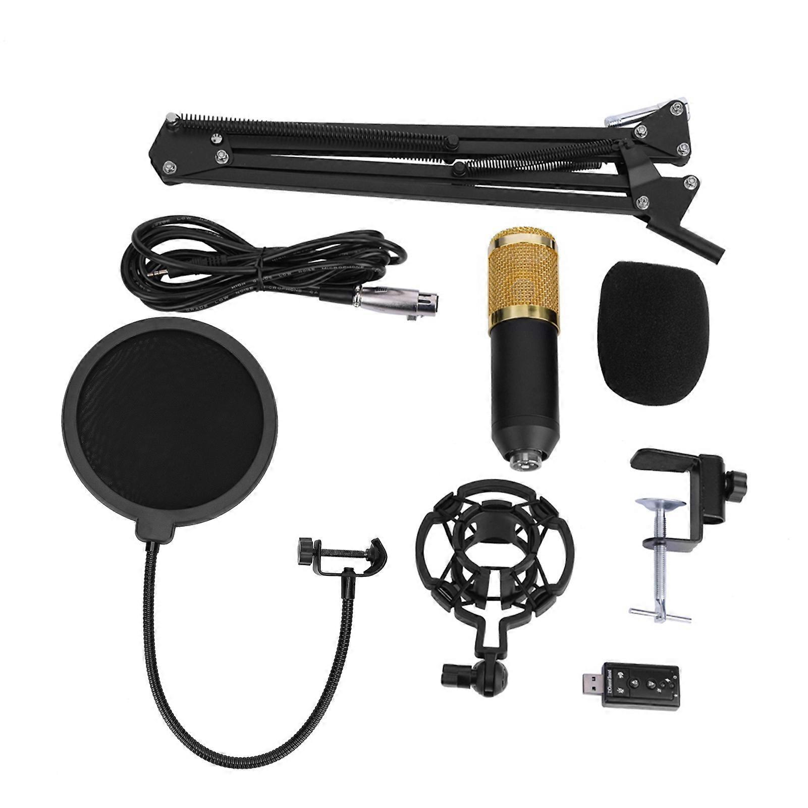 BM800 Studio Condenser Microphone Arm Stand Pop Filter Foam Cap Recording Accessory