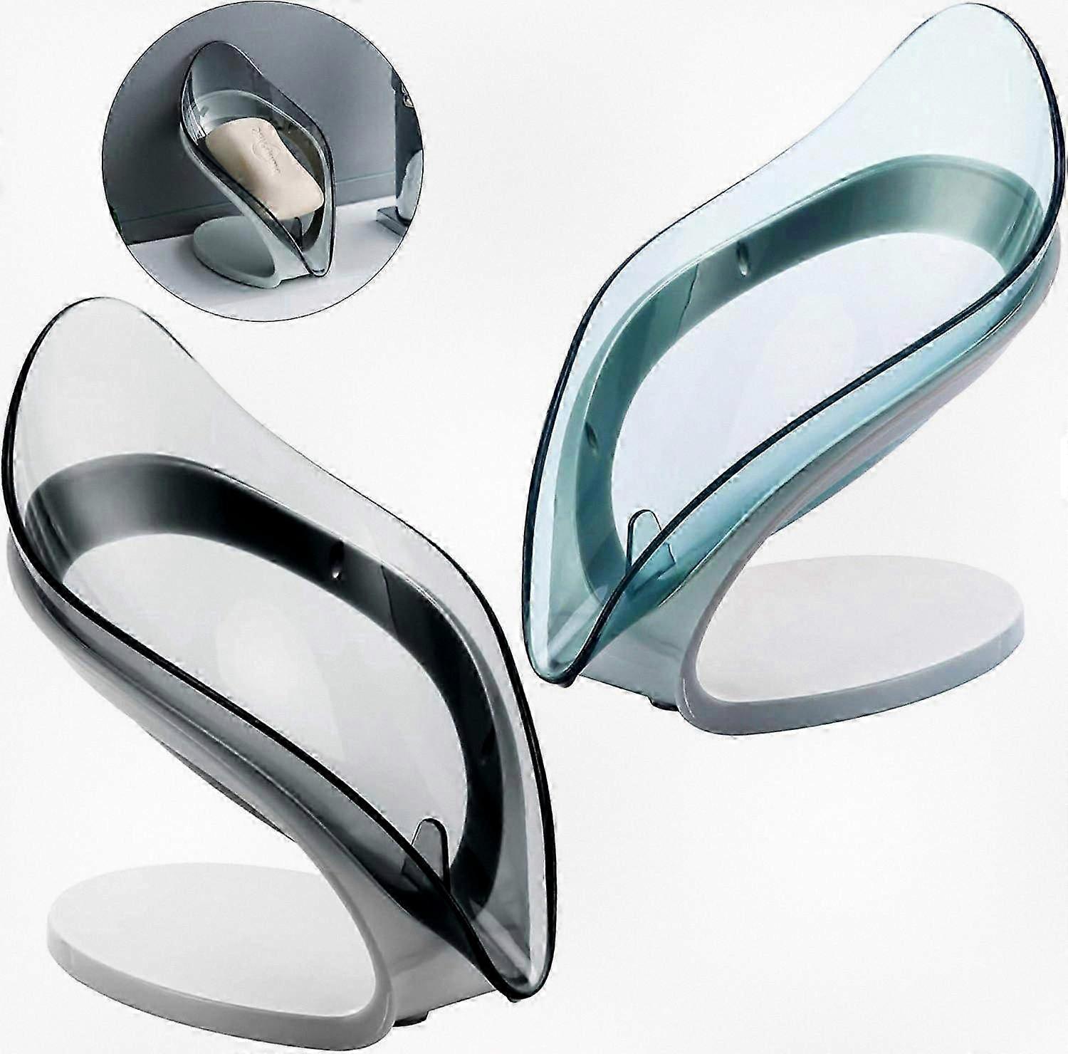 2-Piece Leaf-Shaped Soap Tray, Removable Soap Holder with Triangular Silicone Base for Kitchen and Bathroom Use