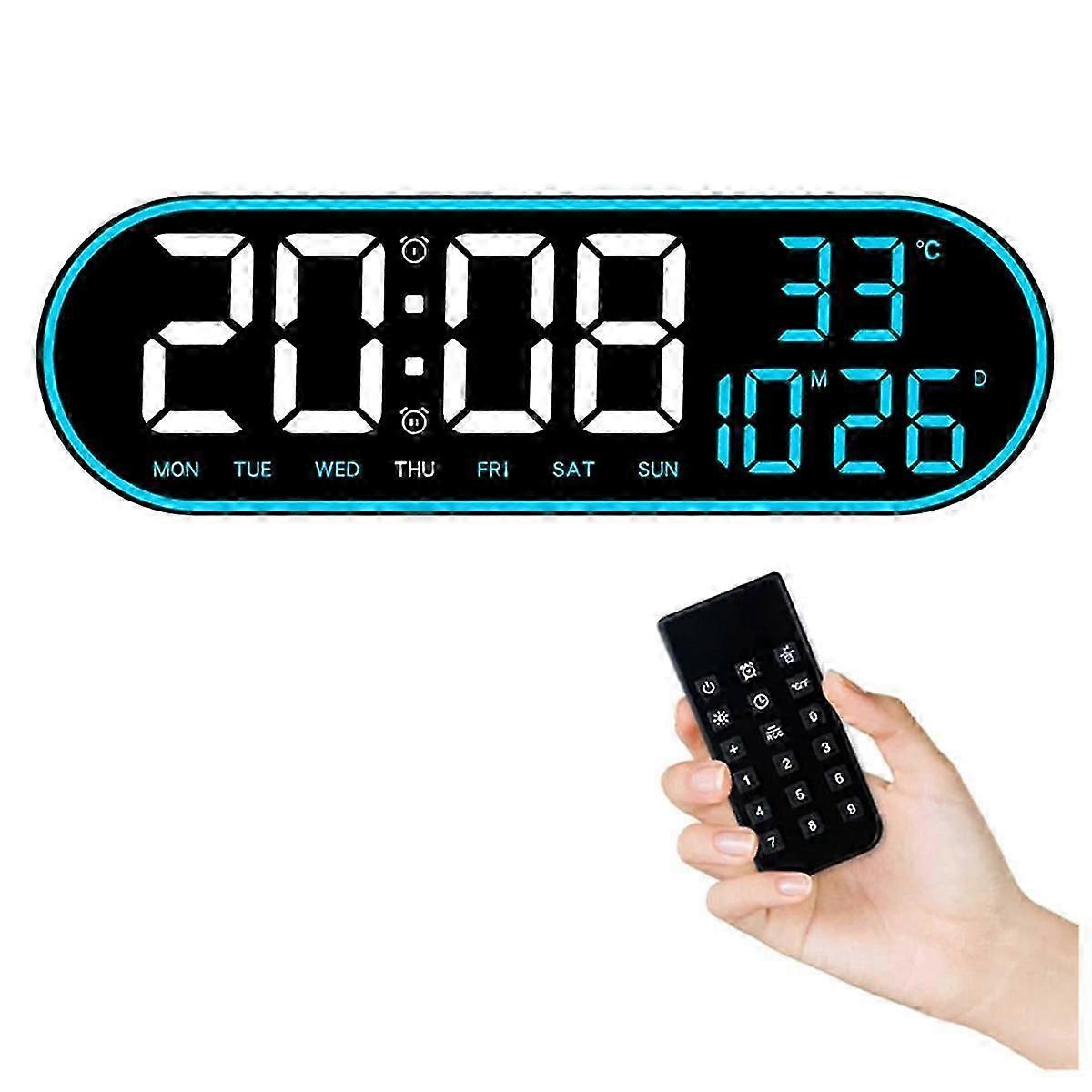 Digital Wall Clock Display, 15Inch Clock with Time Date Temp Week, Timer, 1AutoDimming, LED Digita