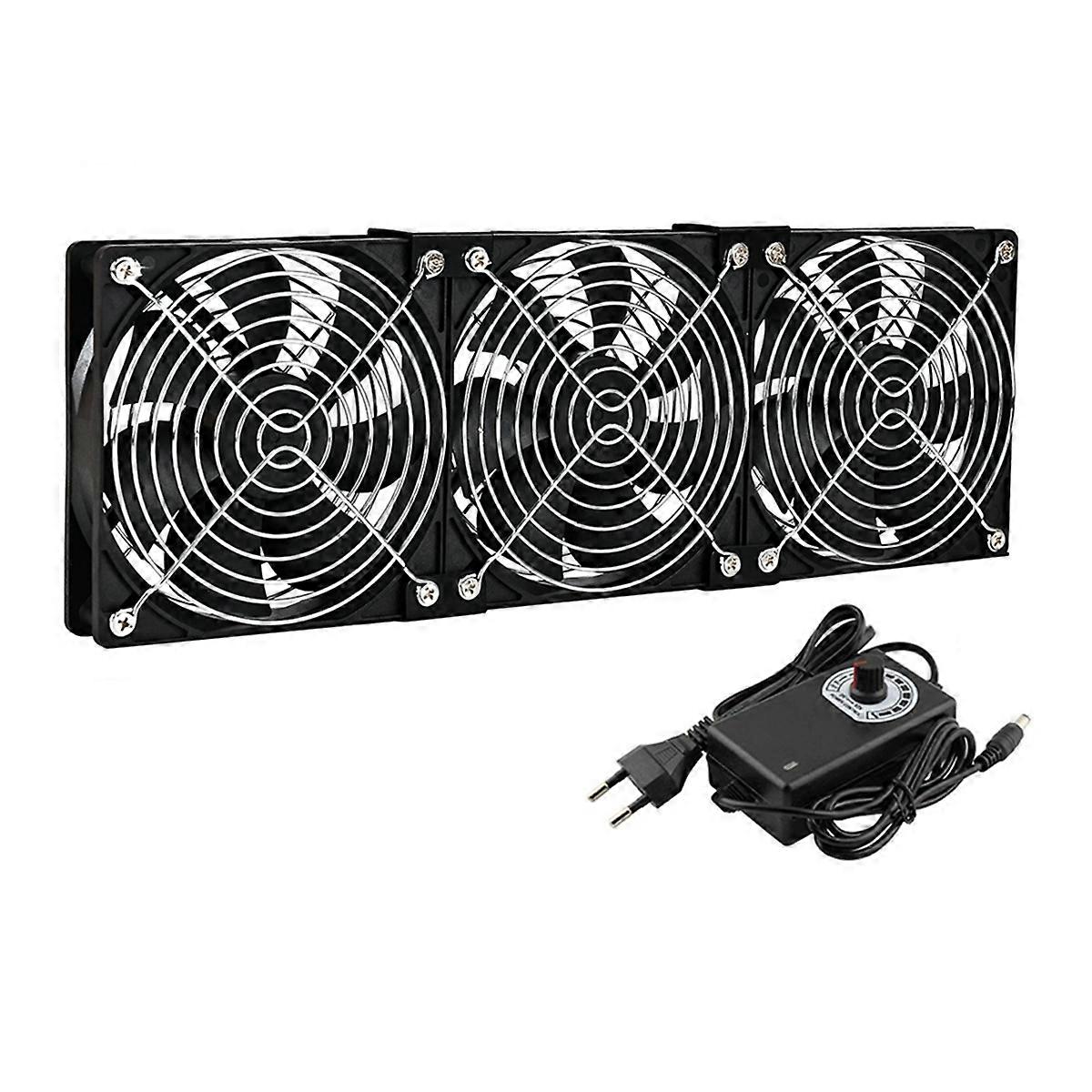 3x120mm Computer Fan with AC 100V-240V Speed Controller for Cabinet Cooling Server Workstation Cool