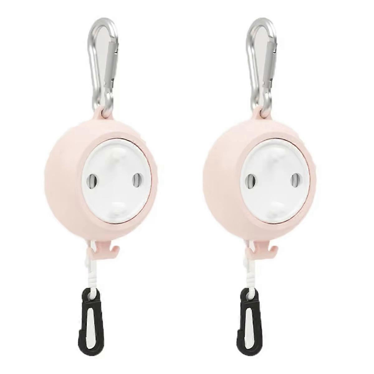 2PCS Non Perforated Clothesline Retractable Hanging Rack Pink