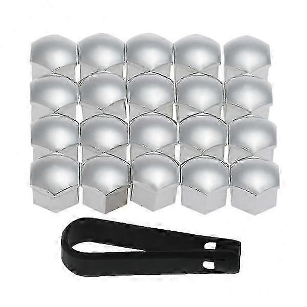 2x20pcs Universal 17mm Wheel Nut Covers Lug Nut Caps Screw Protector Silver