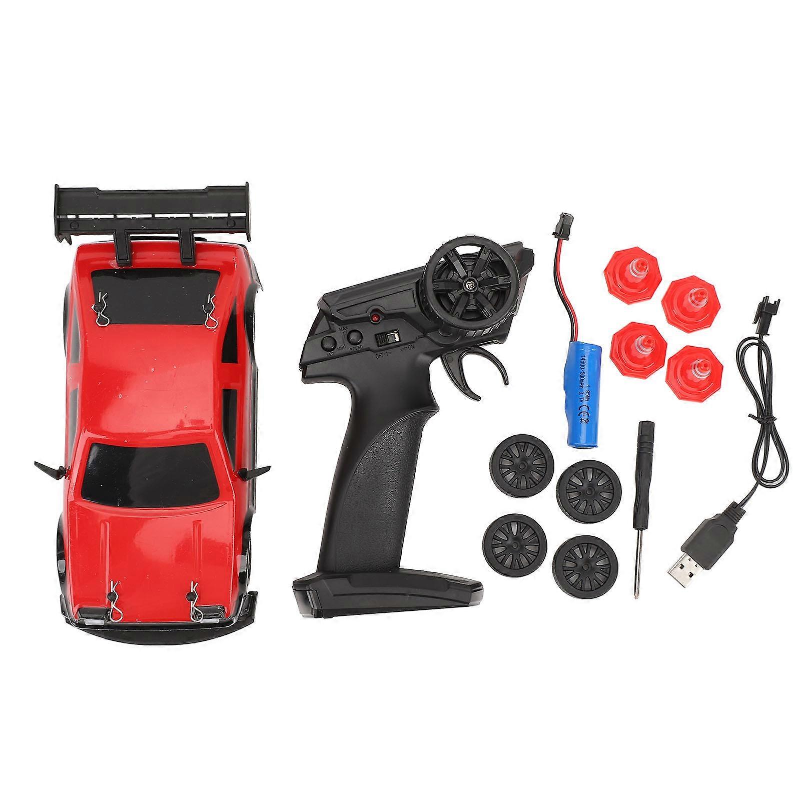 Remote Control with LED Lights 1: 24 2.4GHz 4WD Rechargeable Battery 30KM/H High Speed RC Drift Car for Boys