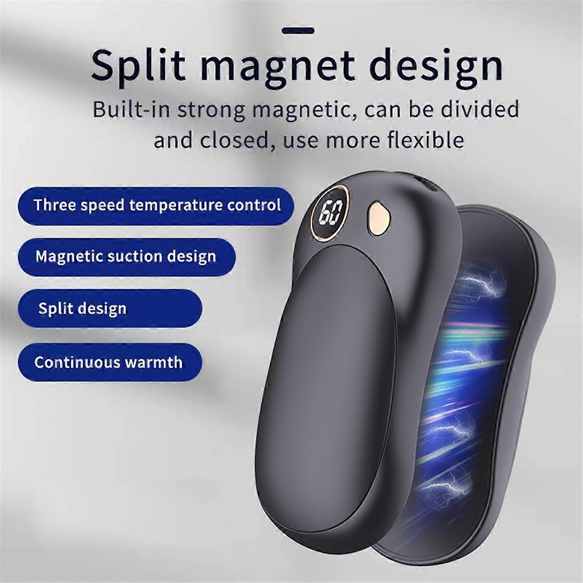 2Pc Magnetic Portable Rechargeable Hand WarmersBlack