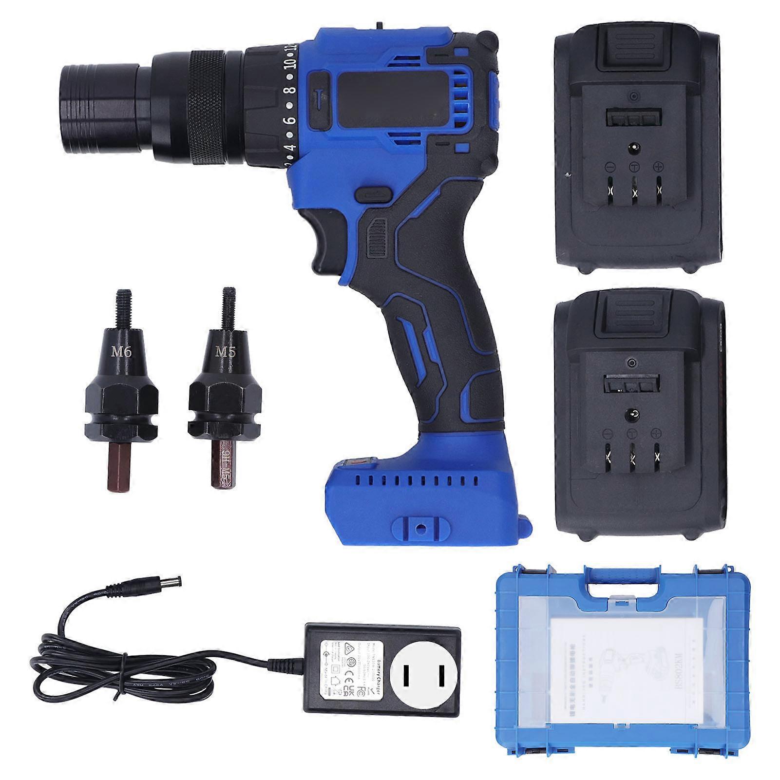 M5 M6 Cordless Rivet Gun Kit Automatic Lithium Battery Electric Blind Nut Riveter Tool