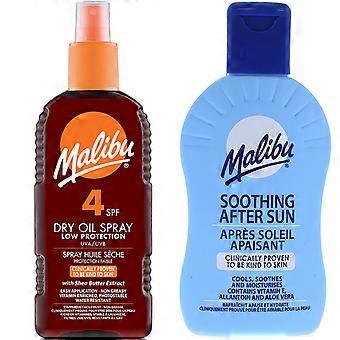 Malibu SPF4 óleo bronzeador em spray 200ml + bálsamo pós-bronzeamento 200ml