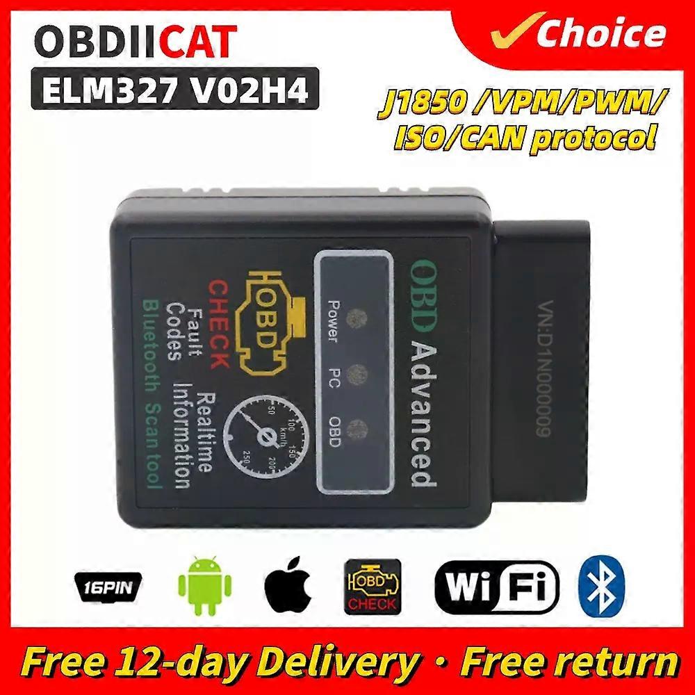 Hochwertige V02H4 ELM327 OBD2 Scanner Auto Diagnostic Detector Tool V1.5 Bluetooth OBD 2 Auto Code Reader Tool für IOS Android