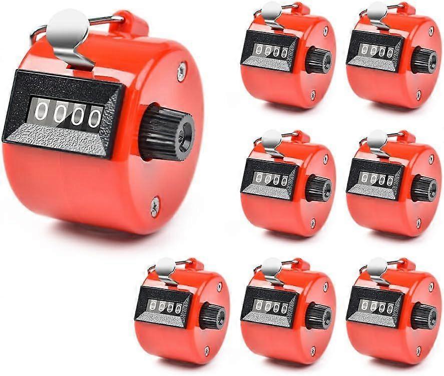 8PCS Hand Tally Counters, 4-Digit Clicker Counter, for Coaching, Golf Scoring, Meeting (Red)