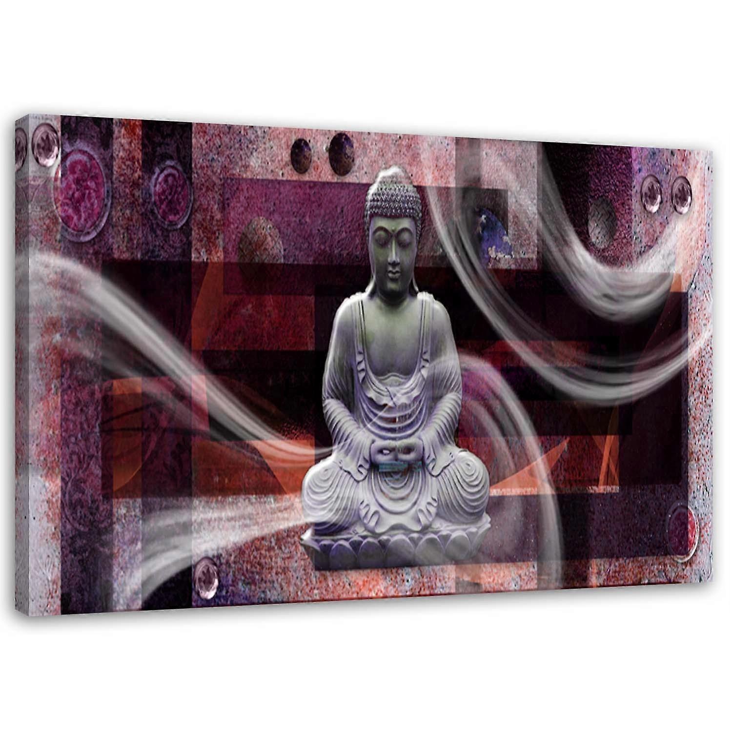 Impression sur toile, Bouddha moderne Abstraction violet - 120x80