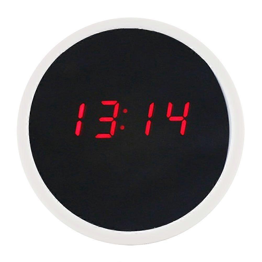 Exquisite Digital LED Mirror Surface Desk Table Alarm Clock 24 Hour Display (White)
