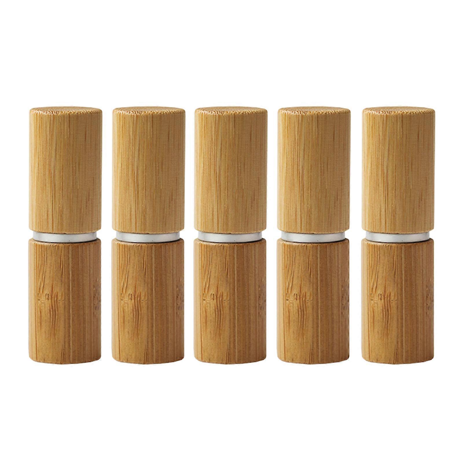 5pcs Empty Natural Empty Lipstick Tube Container Bamboo Lip Balm Tubes Stylish Cosmetic Holders for Salon and Home Use