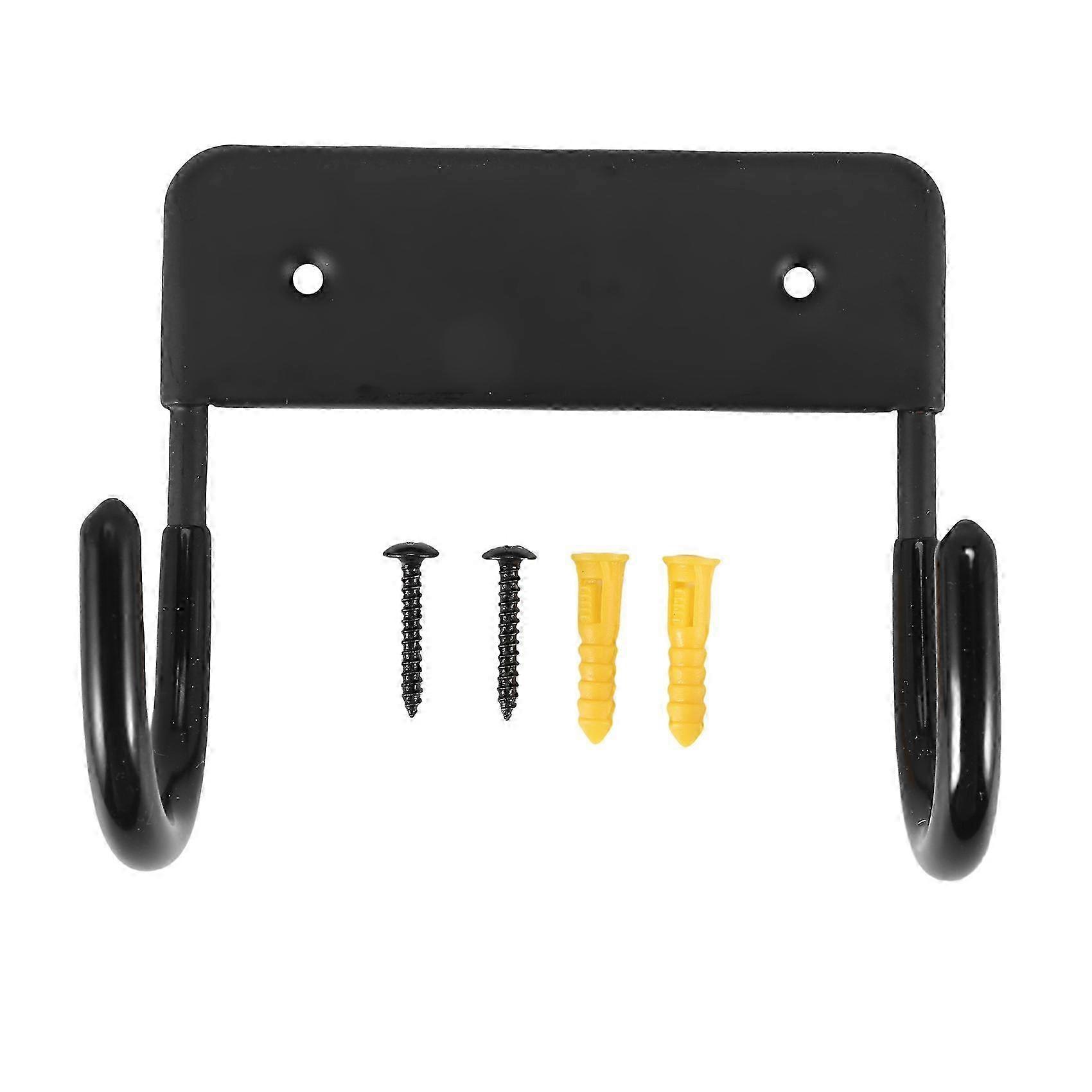 Wall Mounted Ironing Board Organizer with Hooks & Holder, Compact Foldable Design, Black