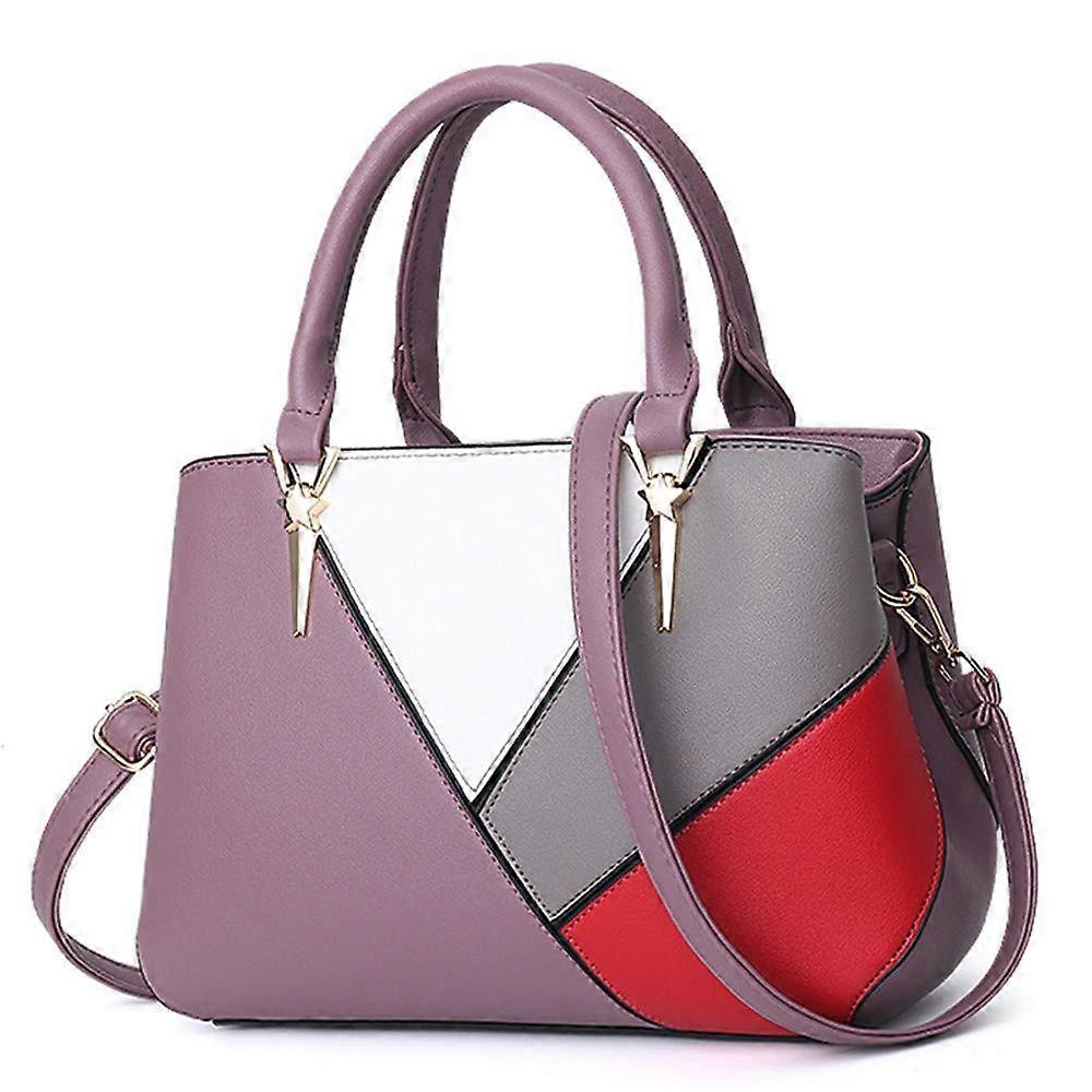 Women Top Handle Bag - Stitching Contrast Color Design, Versatile Handbag for Shoulder and Crossbody Use, Stylish and Functional