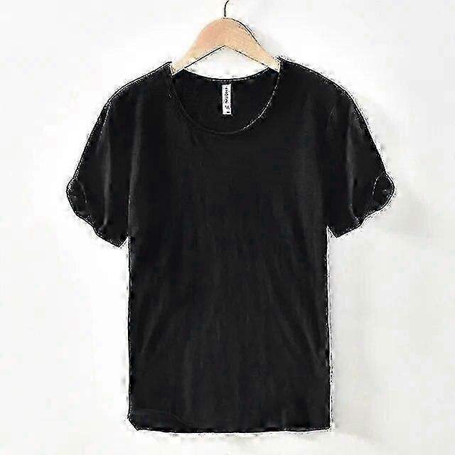 Retro Raw Edge T-shirt dla mężczyzn 100% bawełna Lekka oddychająca dopasowana monochromatyczna koszulka O-Neck Casual Basic Top