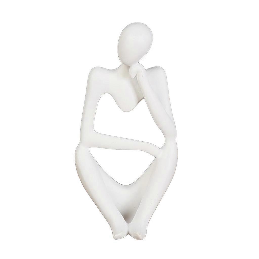 Abstract Thinker Statue Resin Desktop Ornaments Sculpture Miniature Figurines Thinker Character European Style Art Craft  White