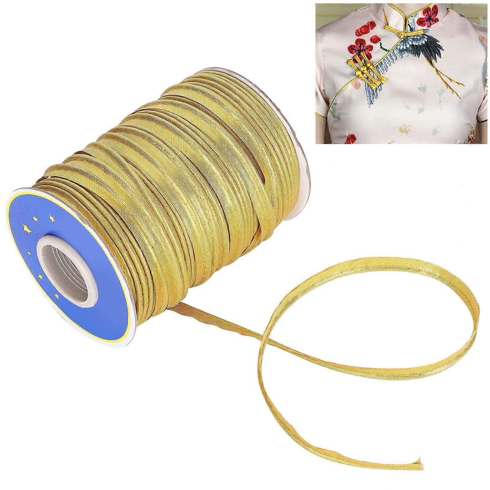 Edging Braid Trim 70yd Gold Polyester Bias Tape for DIY Sewing Upholstery Handmade Piping Gimp Trim