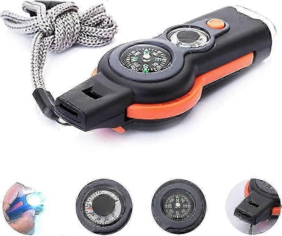 Safety Whistle Emergency With Lanyard, 7 In 1 Survival Multitool For Camping, Hiking, Hunting, Fishing And Adventure