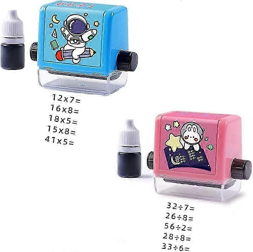 2pcs Math Roller Stamps,addition Subtraction Multiplication Division Roller Stamp,reusable Calculation Math Roller
