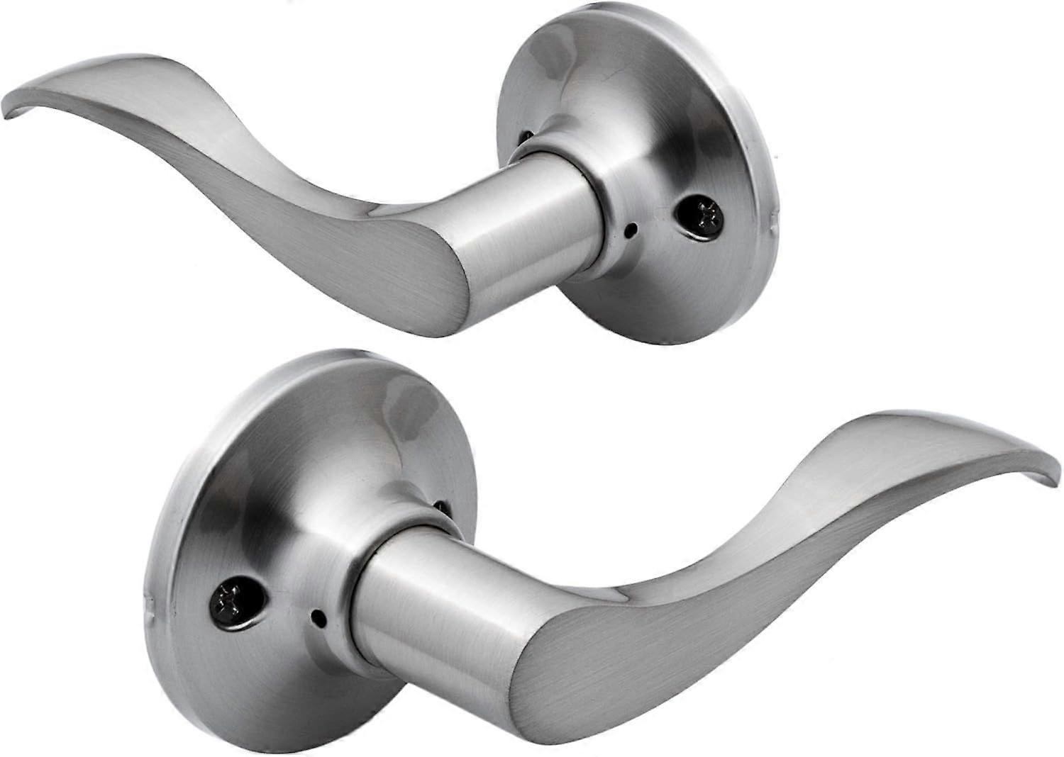 2025 Latest Model  Dummy Lever Door Handle [Pack of Two] for Closets with a Satin Nickel F
