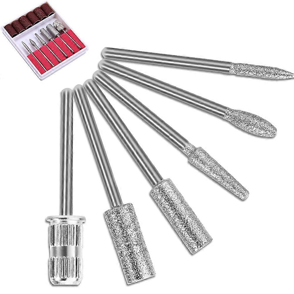 Nail Art Drill Bits And Sanding Bands Sets, Electric Nail Drill Machine Replacement Bits For Nail Filing With 6 Bits And 6Pcs Sanding Bands