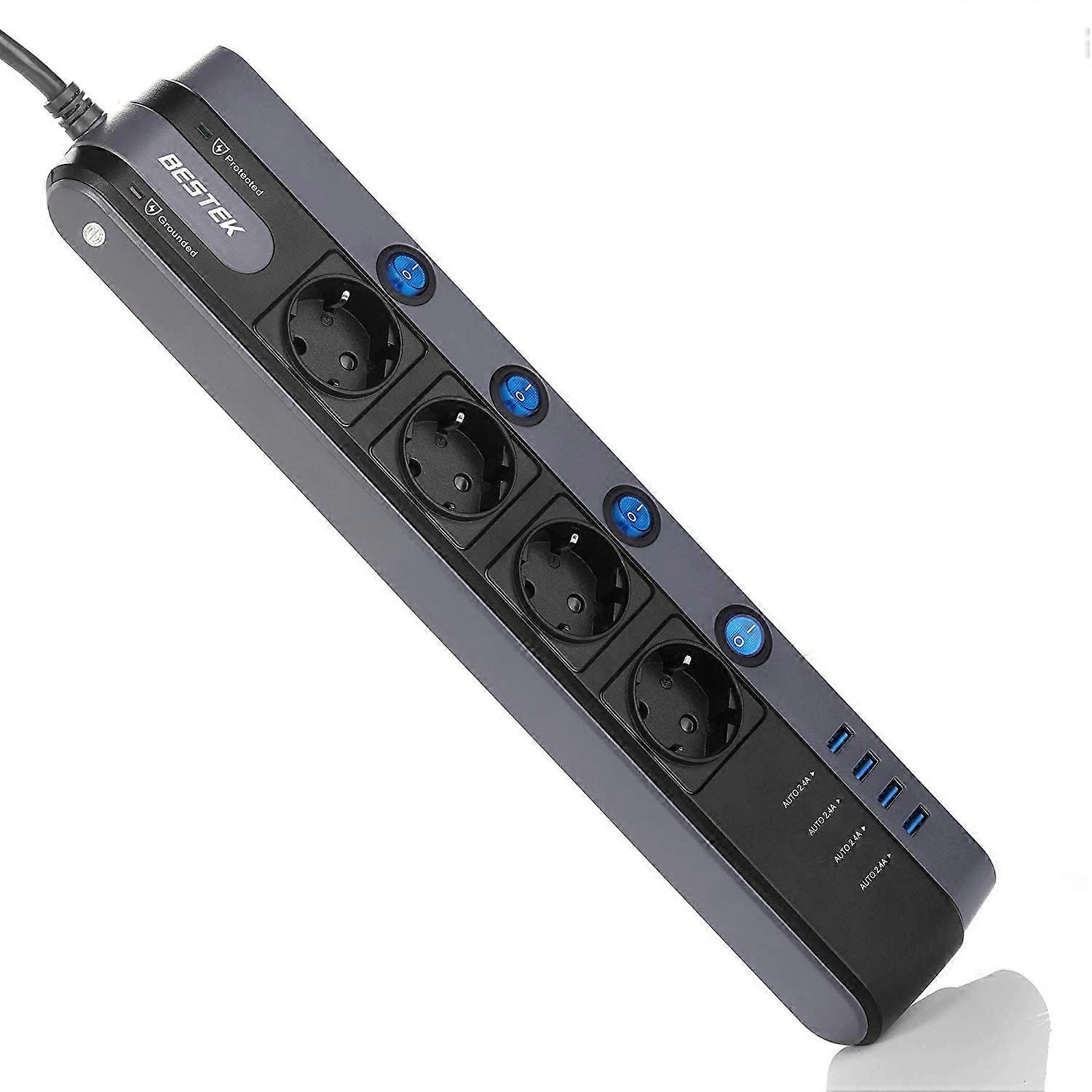Surged Power Strip of 250VAC and USB 5VDC Plugs