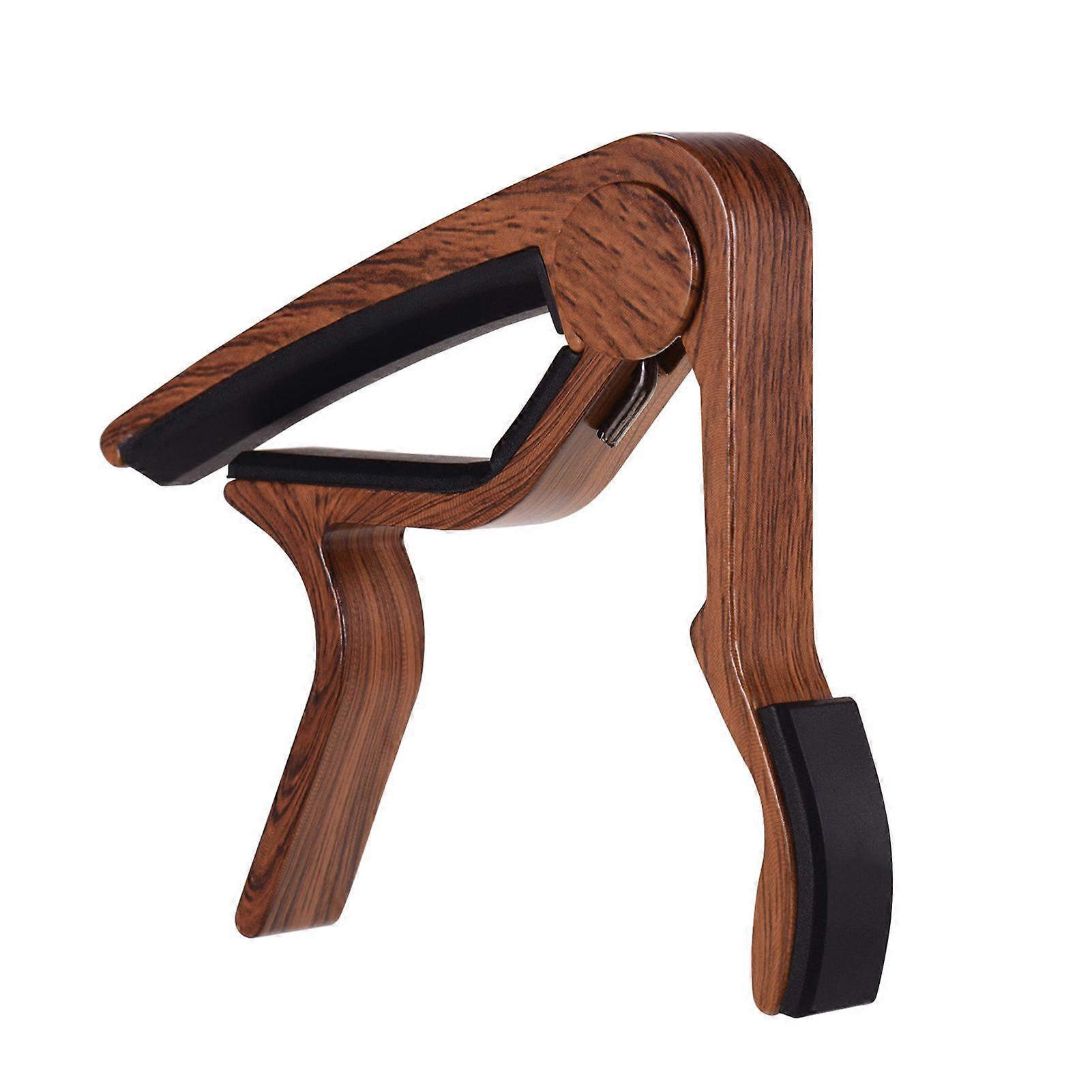 Aluminum Alloy Wood Color Guitar Capo for 6-string Folk Guitar Electric Guitar with 3pcs Random Color Picks