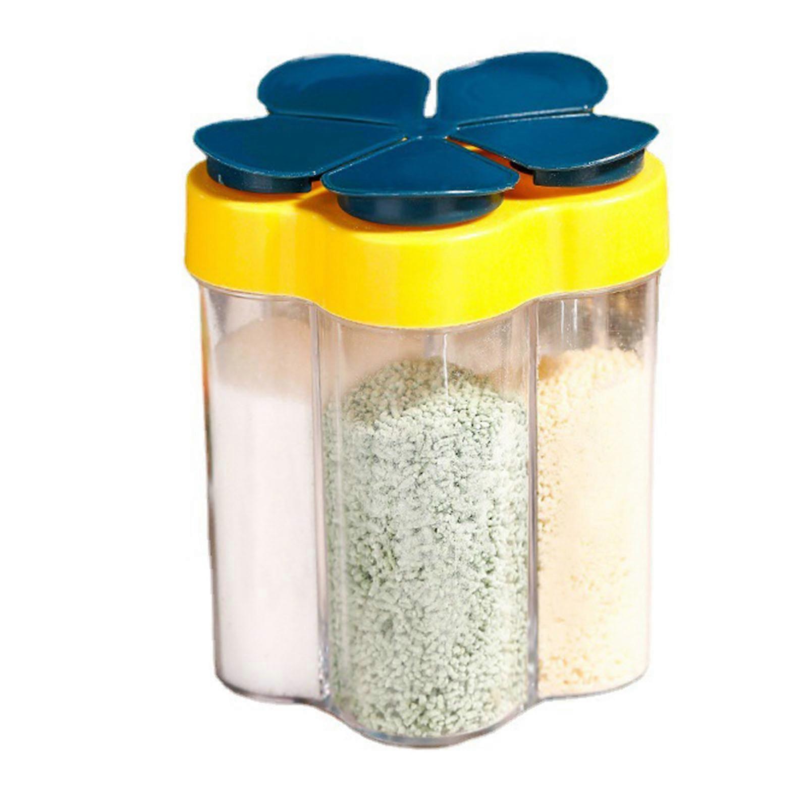 5 In 1 Travel Spice Containers Airtight Travel Seasoning Condiment Containers Portable Camping Seasoning Box for Barbecue Picnic Blue 