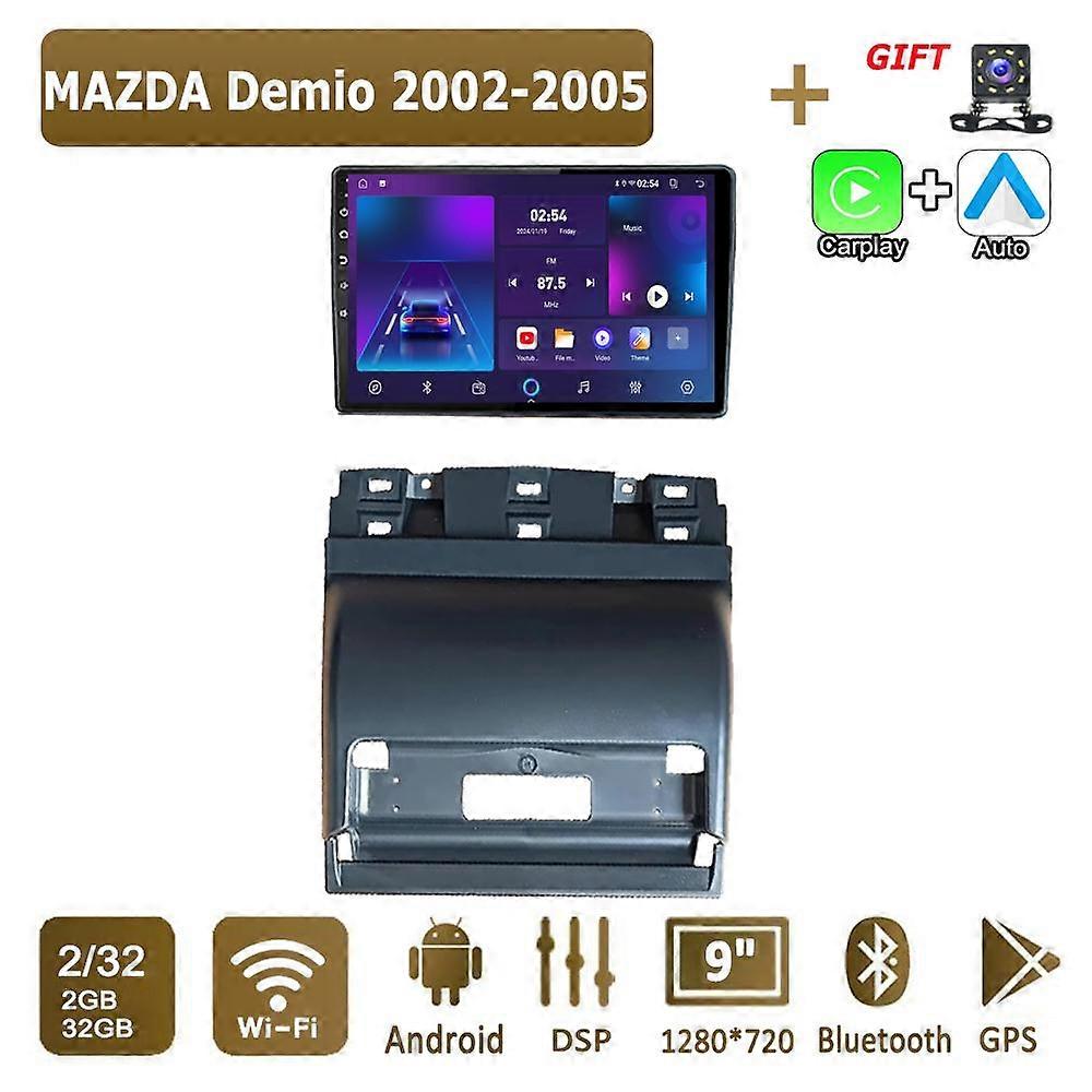 android carplay bilradio til mazda demio 2002-2005 multimedieafspiller hovedenhed stereo gps navigation bt wifi 4 + 64gb