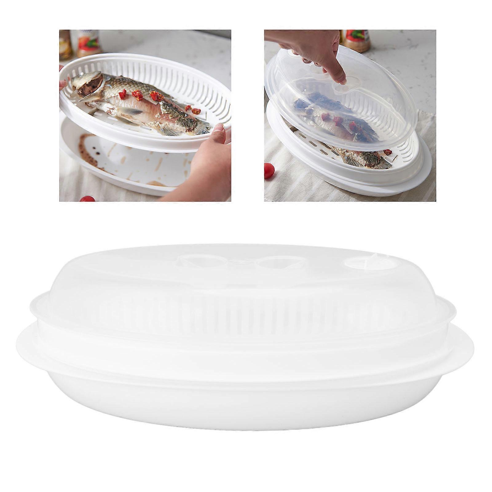 Vegetable Fish Steaming Holder PP Large Size Multifunctional Oval Vegetable and Fish Steaming Palte 