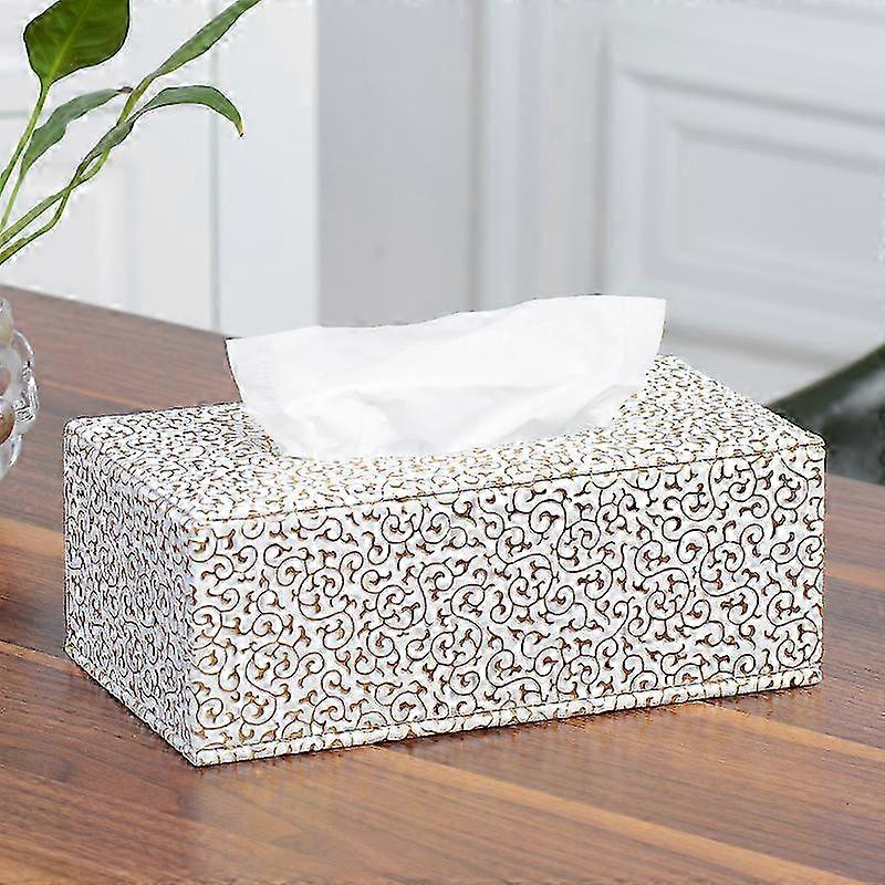 Rectangular Leather Tissue Box Holder--