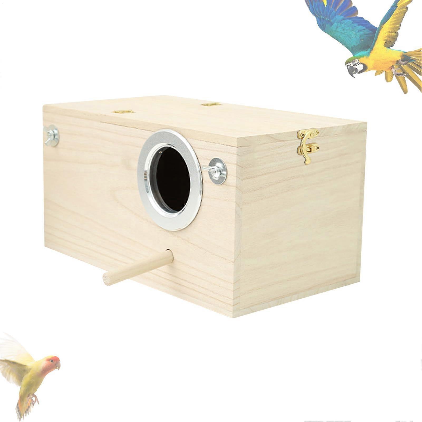 Parakeet Nesting Box Budgie Bird House Solid Wood Breeding Box