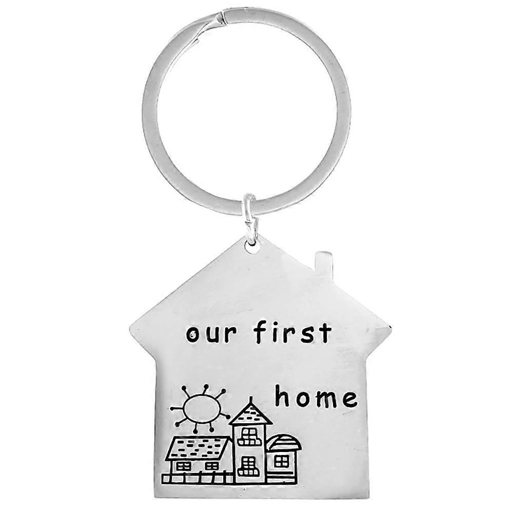 House Shaped Keychain Key Holding Simple House Shape Design Metal Keyring For Couples 1Pc