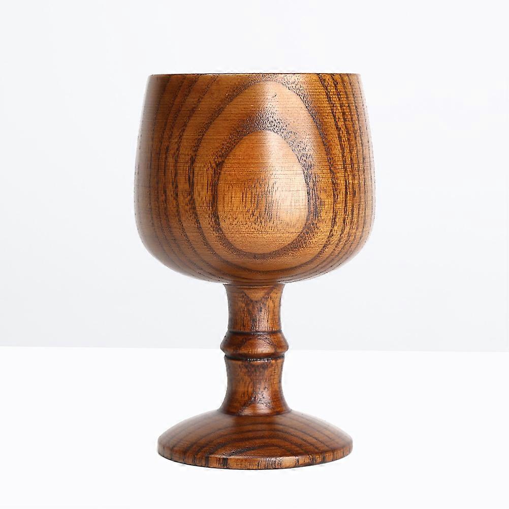 Red Drinking Glasses Solid Wood Wine Goblet European Style for Home Party Light Brown 7.7*7.7*11.7cm Reusable 1Set