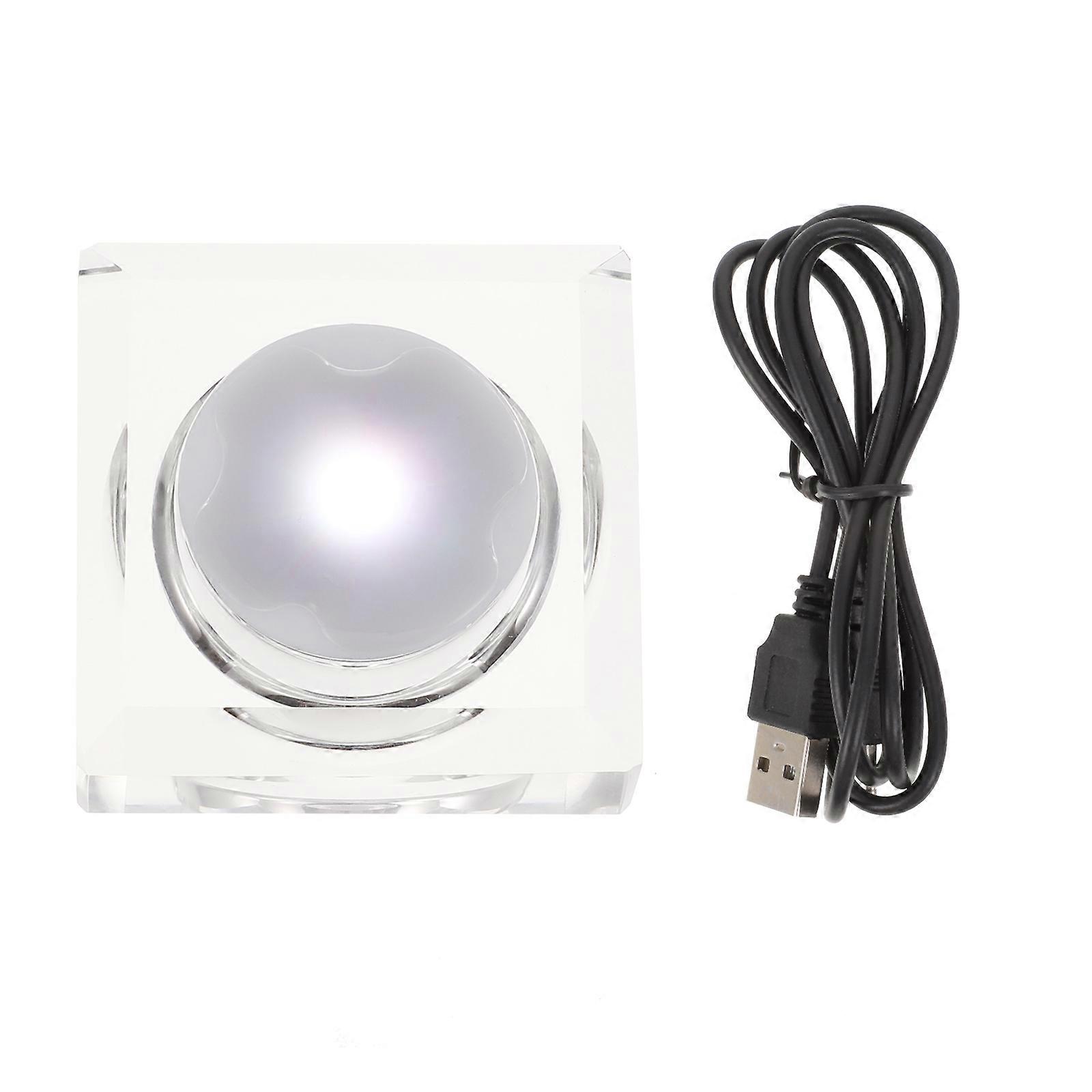Crystal Lamp for Decor Transparent Base with Square Light Holder USB Powered
