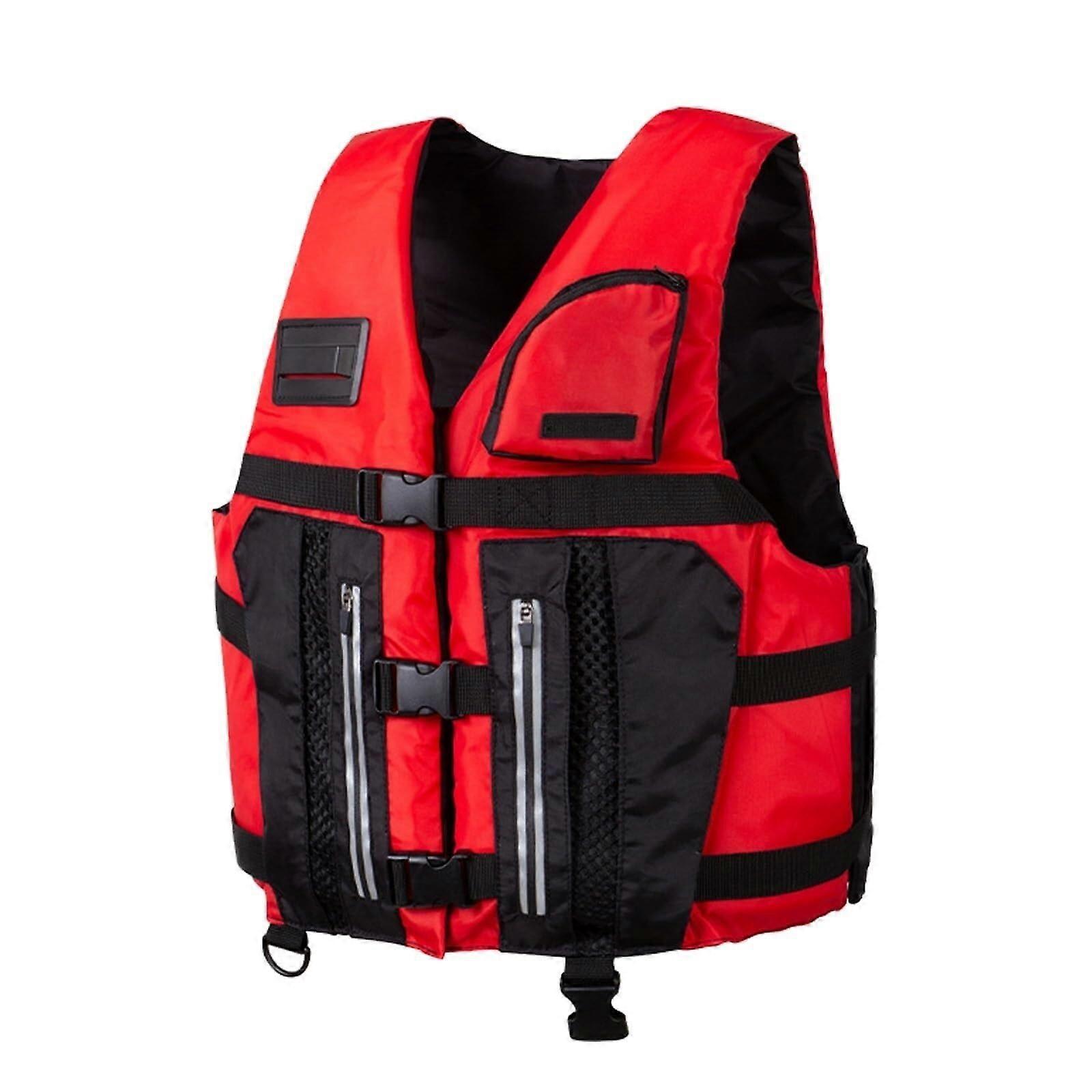 life jacket, snorkel vest with adjustable belt, buoyancy aid vest for boating, kayaking, surfing (XL) XL red