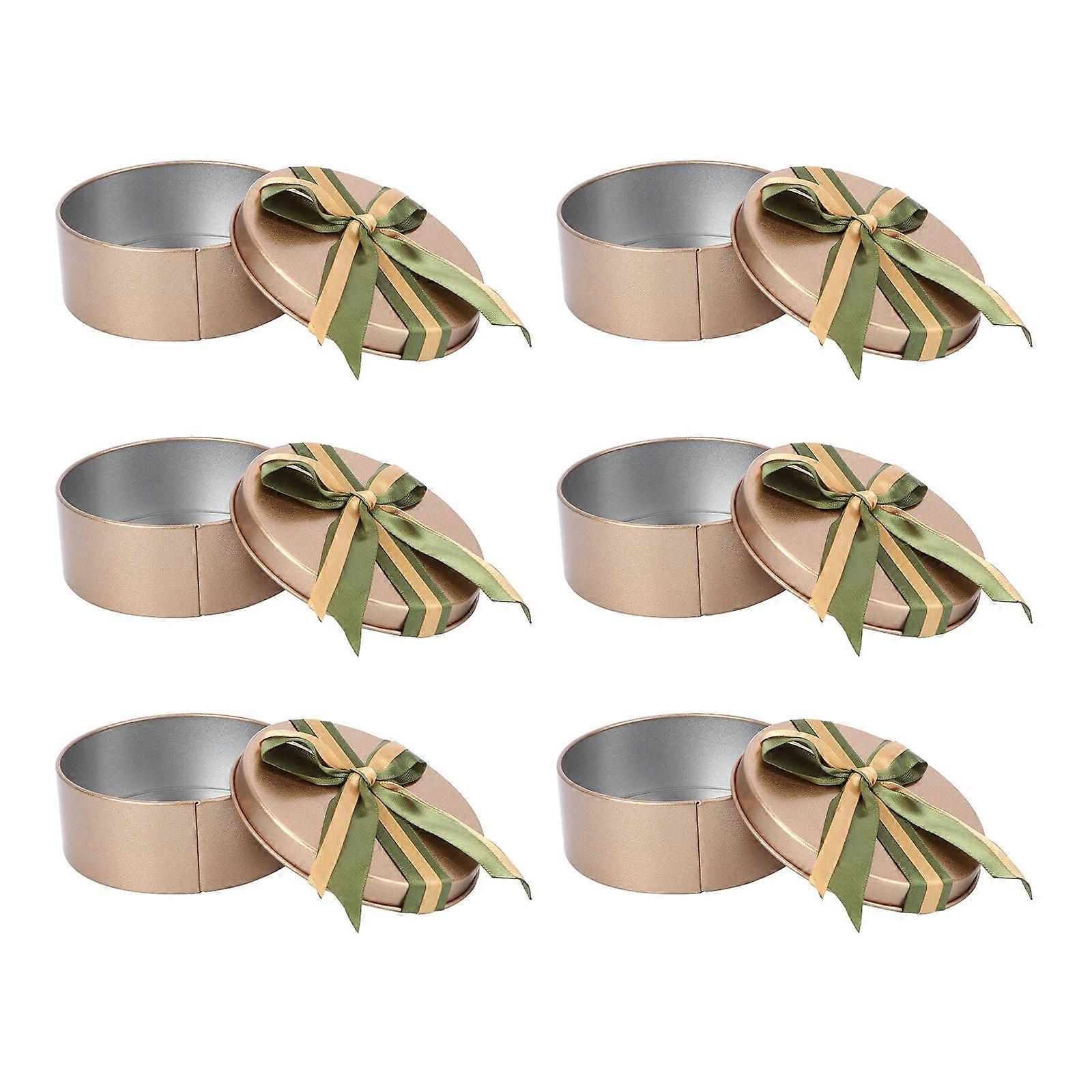 6pcs Medium Round Tin Boxes Durable Candy Storage Containers for Wedding Events