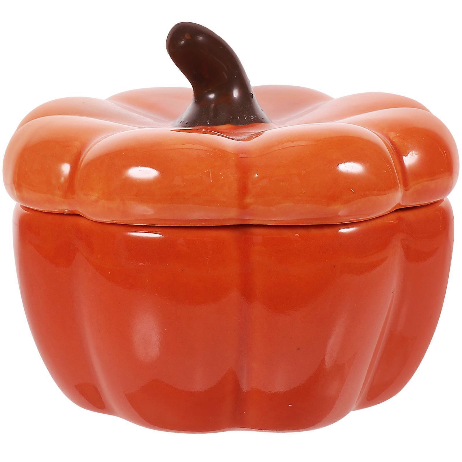 Ceramic Pumpkin Tea Light Holders Adornments Orange 1Set
