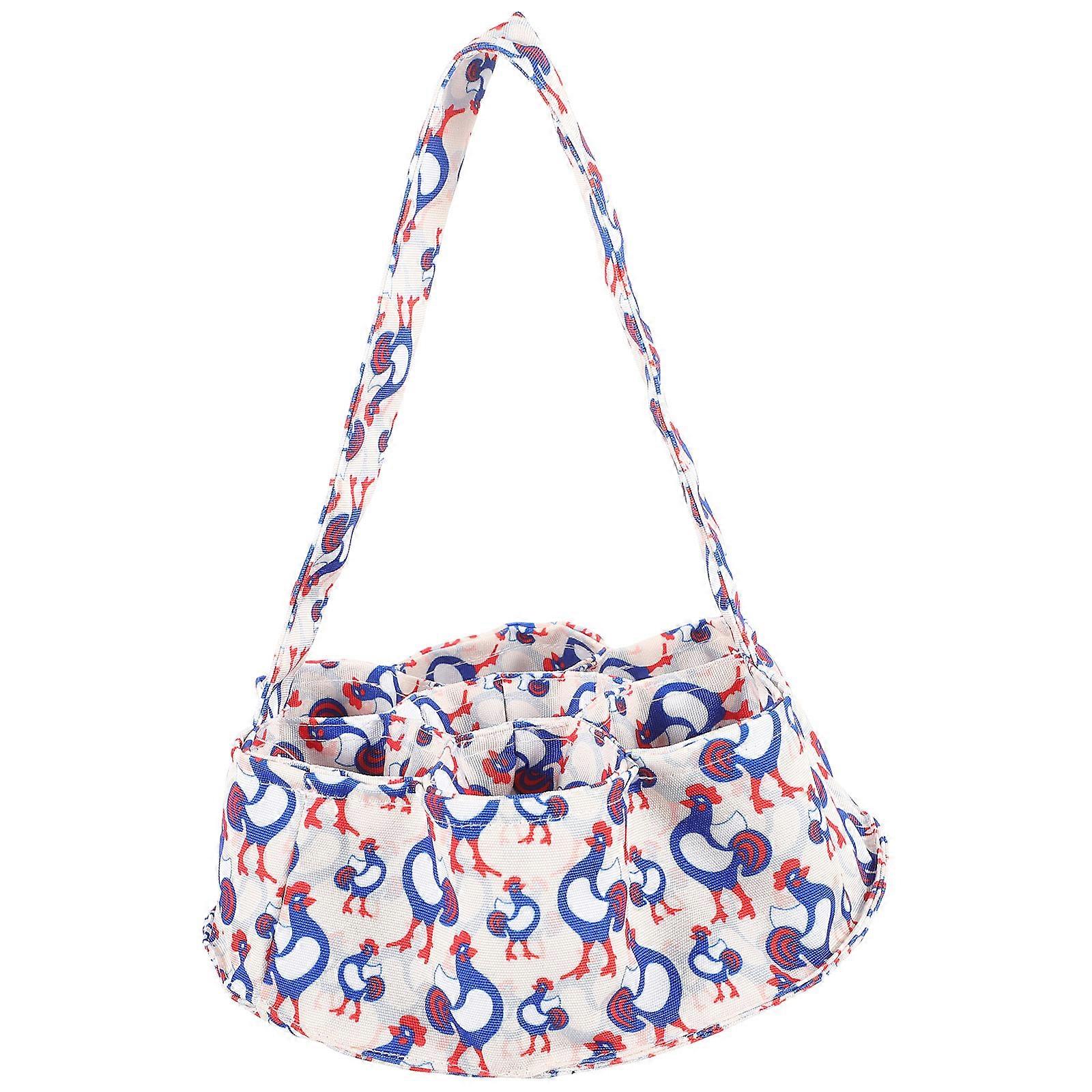 Canvas Egg Gathering Basket with Multiple Pockets – Chicken, Duck & Goose Egg Holder for Backyard Coop & Garden Use