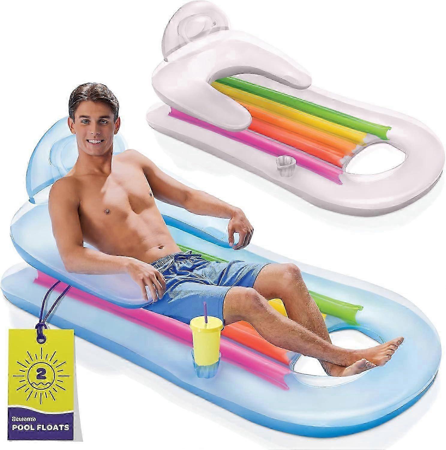 2025New style  Pool Float [Set of 2] Inflatable Lounge Chair with Headrest and